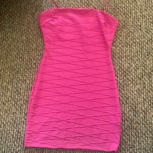 Hot pink body-con mini dress!